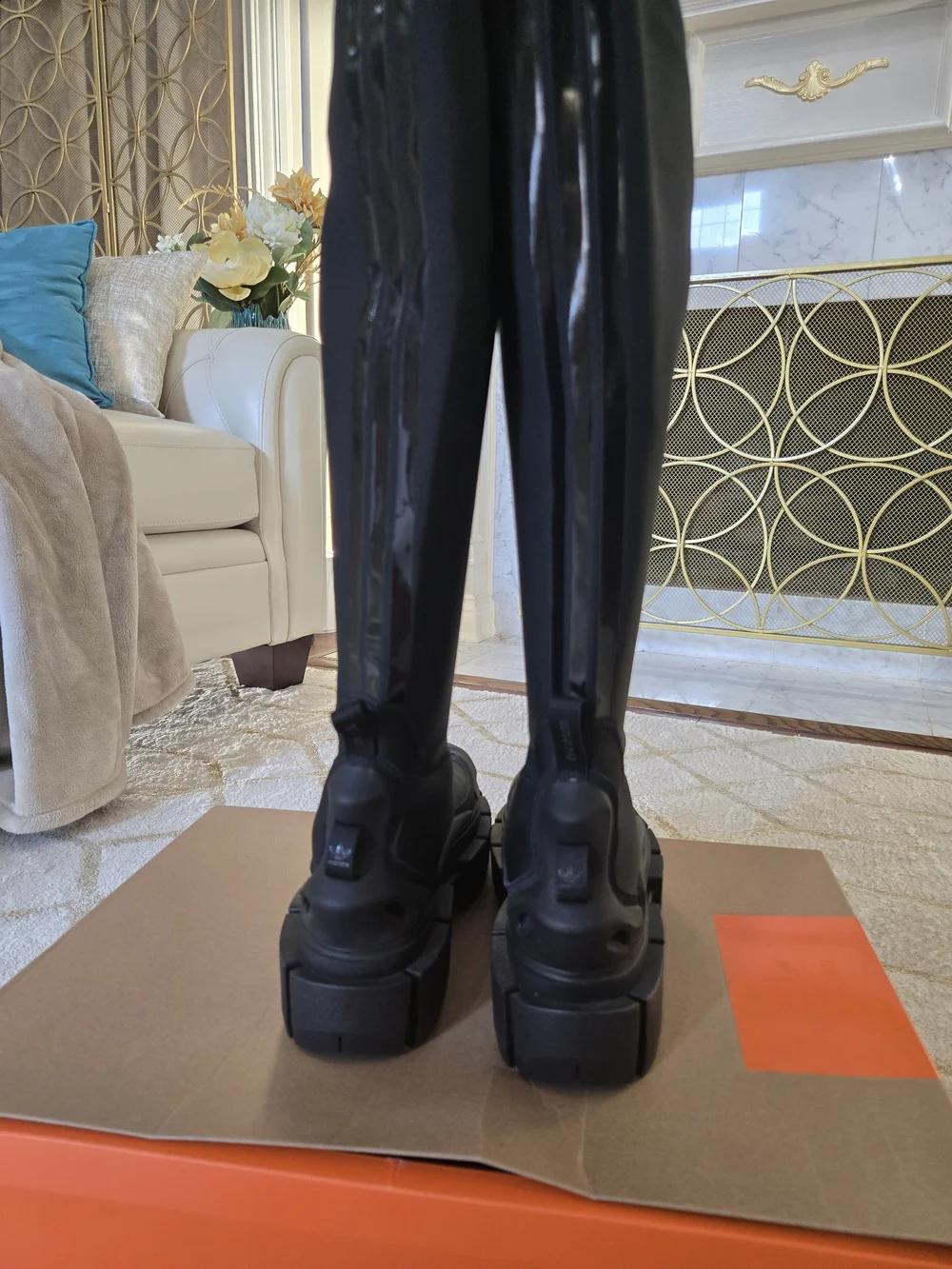 Ivy Park x Adidas Women's Super Sleek Long Boots Over-The-Knee Noir Size 8